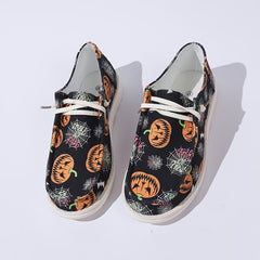 Spider & Pumpkin Pattern Slip On Canvas Shoes Halloween