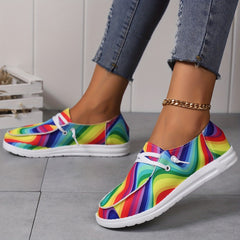 Colorful Rainbow Slip On Loafers Shoes Lightweight Soft Comfortable
