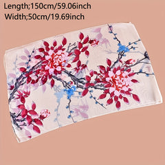 Branch Bird Print Chiffon Scarf Vintage Thin Shawl