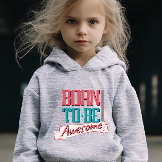 2pcs Girls Hoodies Jogger Pants Set Born To Be Awesome Print Outfits