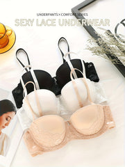 3pcs Lace Push Up Bras Comfy & Breathable Anti-sagging Women's Lingerie