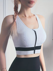 Front Zip Sports Bra Women's Push Up Beauty Back Fitness Yoga Bra