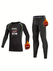2pcs Kids Compression Fleece Sets - Cartoon Crew Neck Pullover & Matching