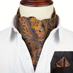 Men's Neckerchief Handkerchief Set Paisley Jacquard Necke...