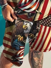 Men's Vintage Eagle & American Flag Graphic T shirt & Shorts