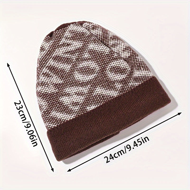 Men's Winter Warm Hat Letter Pattern Beanie Hat Coldproof Knitted Hat