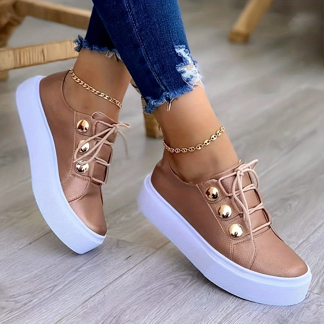 Women's Low Top Platform Sneakers Lace up Casual Walking Shoes