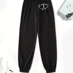 Two Hearts Graphic Sweatpants For Girls Workout Active Joggers Pants