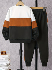 Boy's 2pcs Sweatshirt & Sweatpants Set for Spring Fall