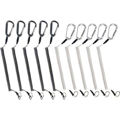 10pcs Coiled Lanyard Spring Coil Cord Keychain Fishing Rod Tool Retractable