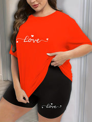 Heart & Letter Print 2 Piece Pajama Set