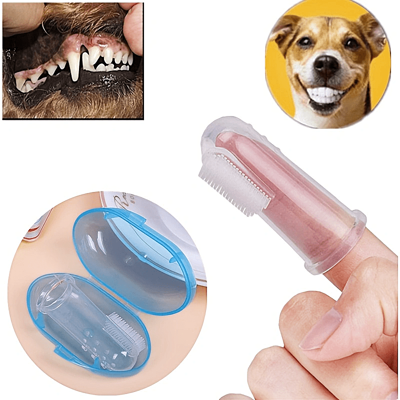 3pcs Silicone Pet Finger Toothbrush Dog Cat Teeth Cleaning Brush