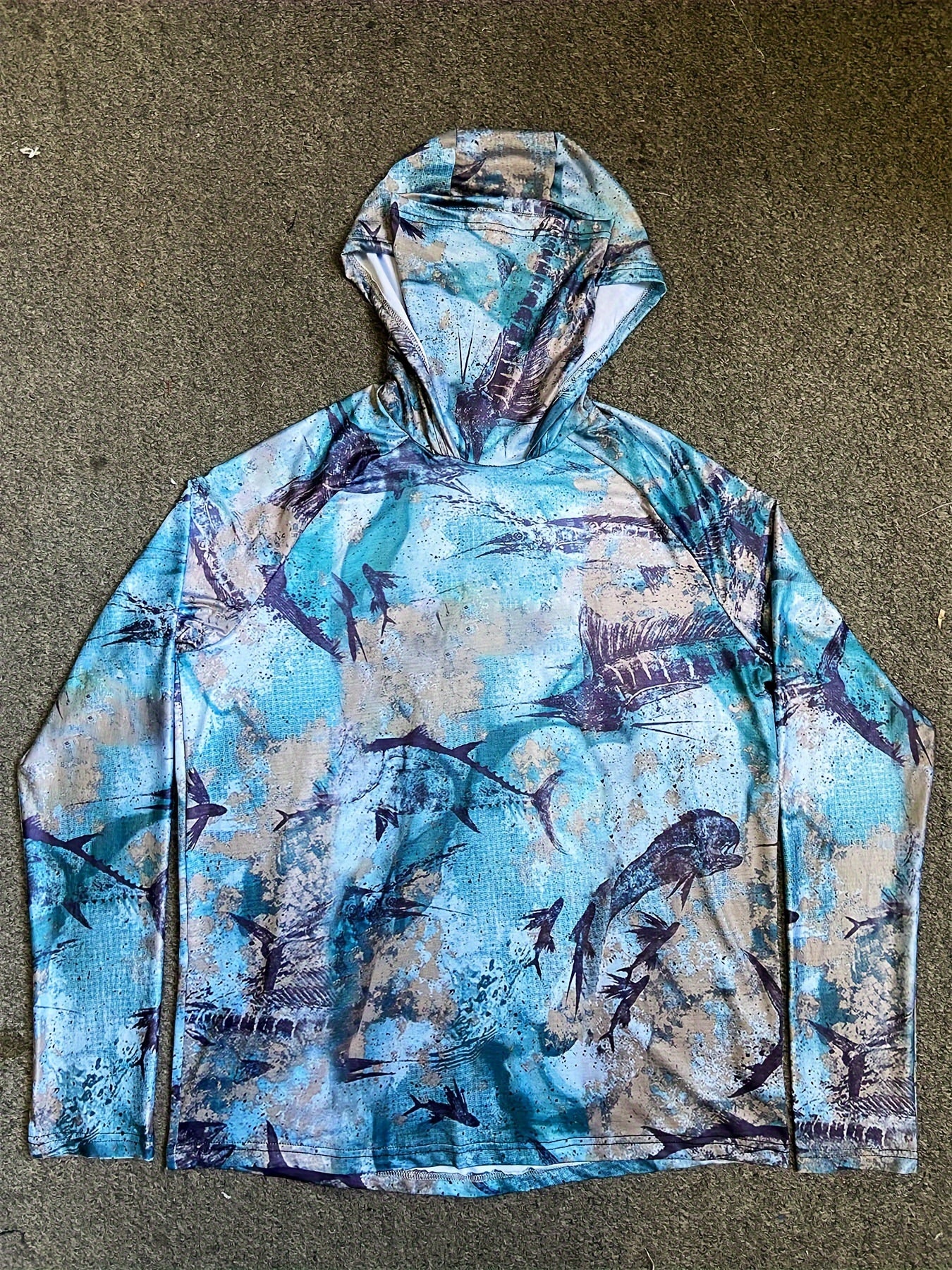 Men's Pattern Long Sleeve Hoodie With Mask Anti UV Sunscreen