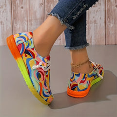 Women's Geometric Graphic Boat Shoes Lace Up Flat Casual Walking Shoes