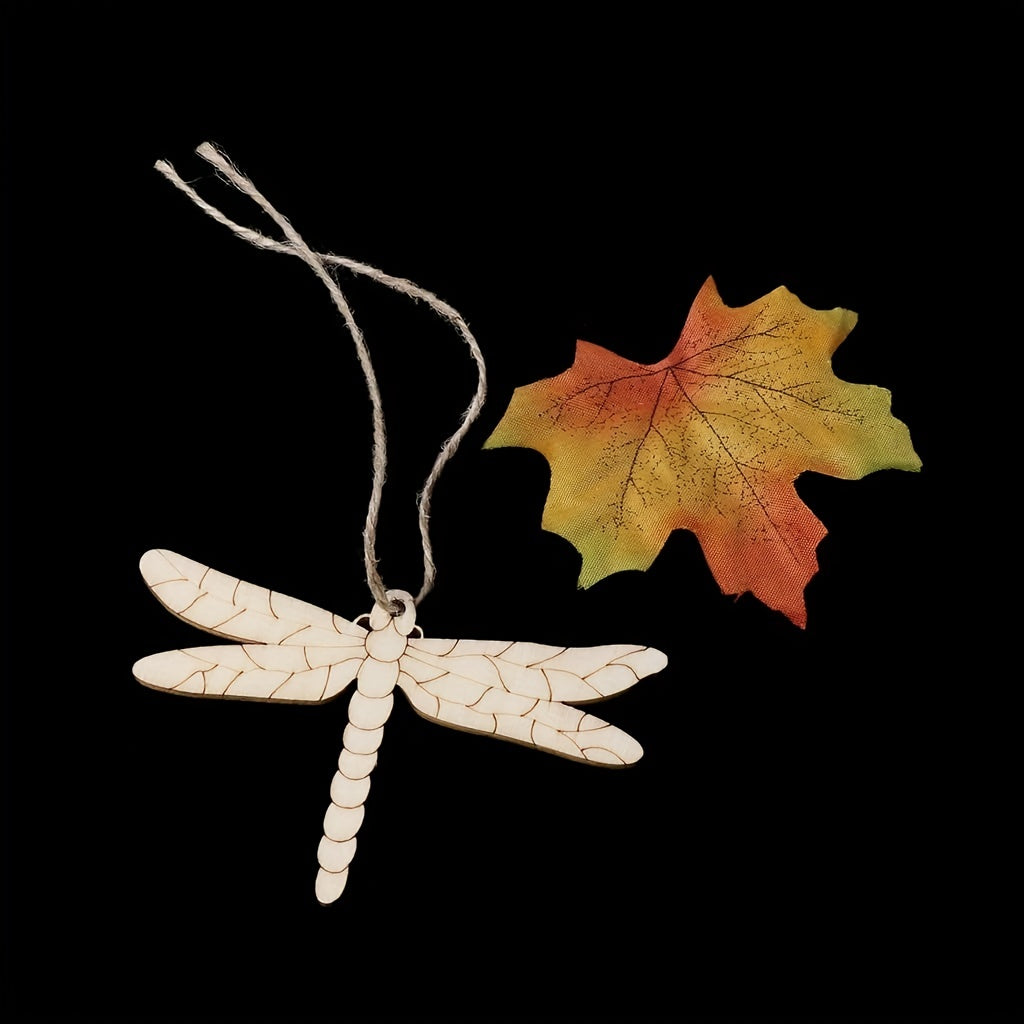 10pcs Wooden Dragonfly Ornaments DIY Wooden Slices Crafts Hanging Ornaments