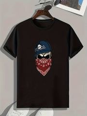 Skull Print Men's Graphic T-shirt for Summer
