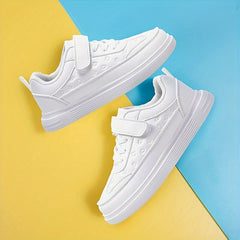 Girl's Solid Skate Shoes Comfy Non Slip Casual Soft Sole Sneakers For Kids