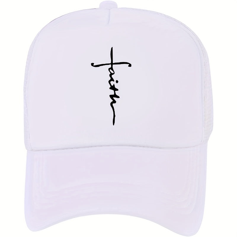 Faith Cross Print Baseball Cap Unisex Solid Sunshade Dad Hats
