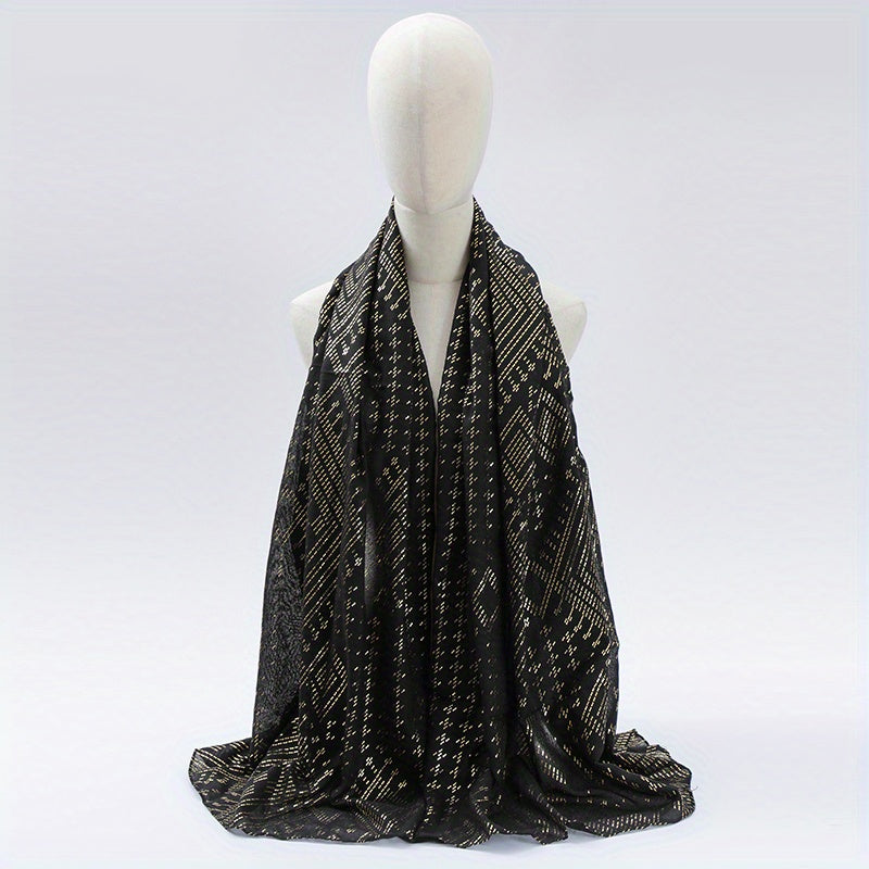 Hot Stamping Hijab Vintage Solid Scarf Women Turban Boho Shawl