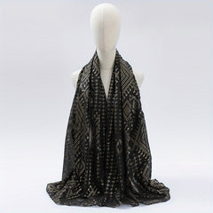 Hot Stamping Hijab Vintage Solid Scarf Women Turban Boho Shawl