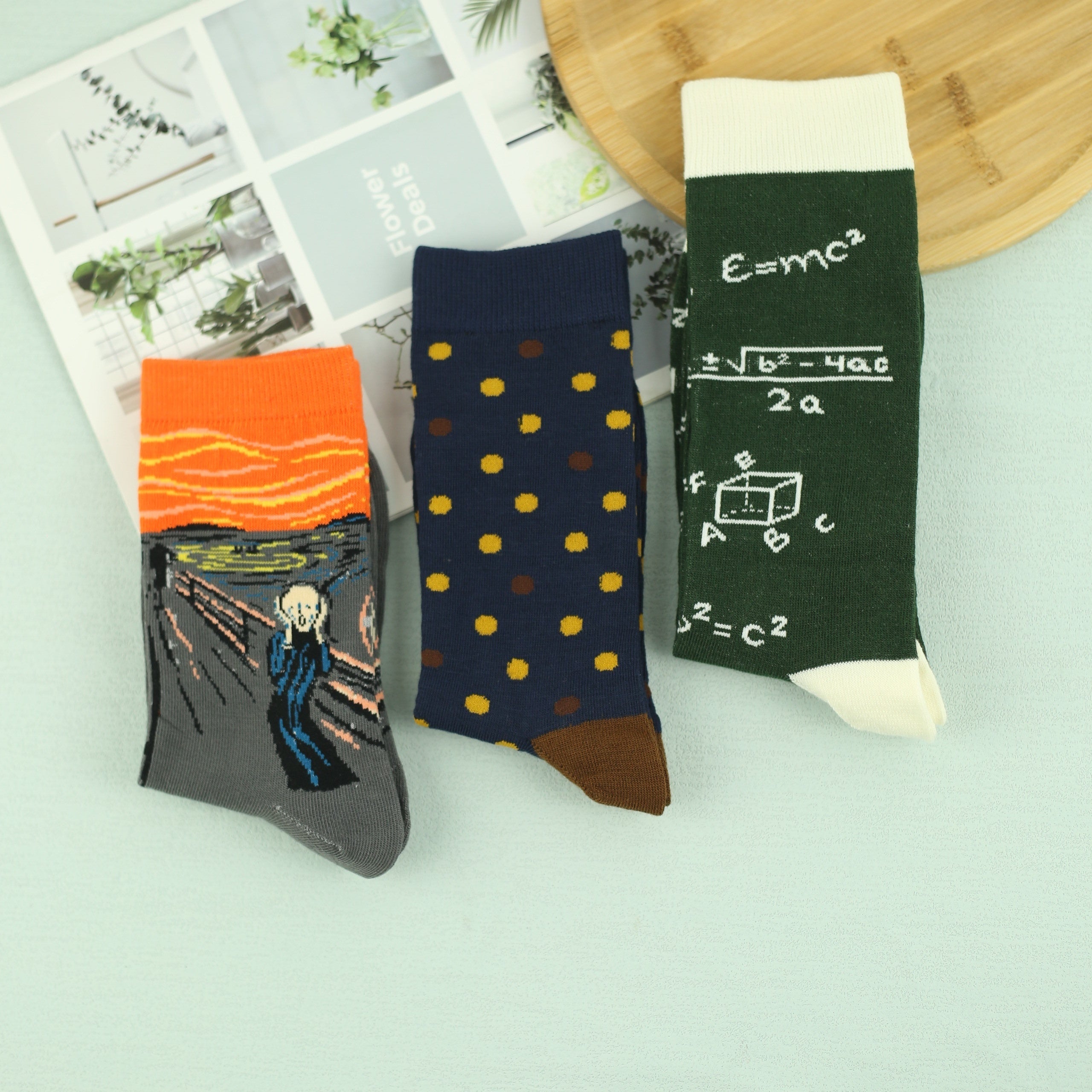 Men's Cartoon Crew Socks 3 Pairs Breathable Comfy Street Style Outdoor Wear