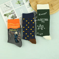 Men's Cartoon Crew Socks 3 Pairs Breathable Comfy Street Style Outdoor Wear