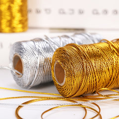 100M Golden Silvery Tag Wire Non elastic Line Ribbons For Flower Wrapping