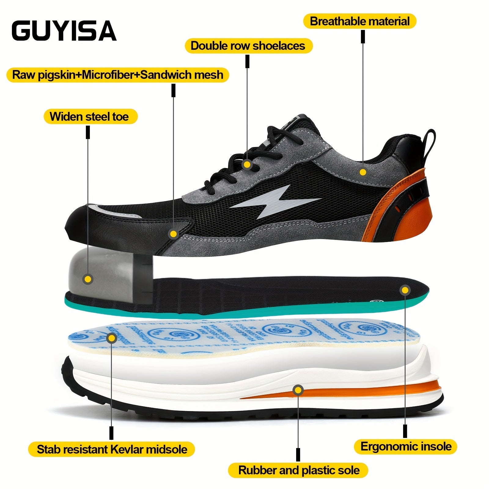 Steel Toe Puncture Proof Work Shoes for Construction