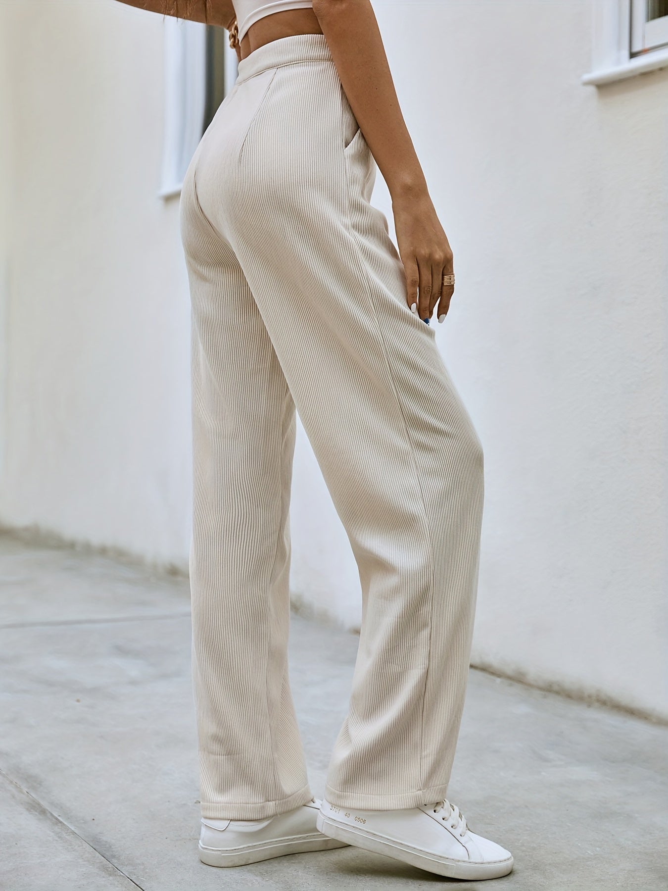 Wide Leg High Waist Pants With Pocket
