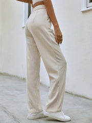 Wide Leg High Waist Pants With Pocket