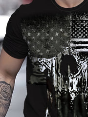 Flag Pattern Print Men's Short Sleeve T-shirt Graphic Tee