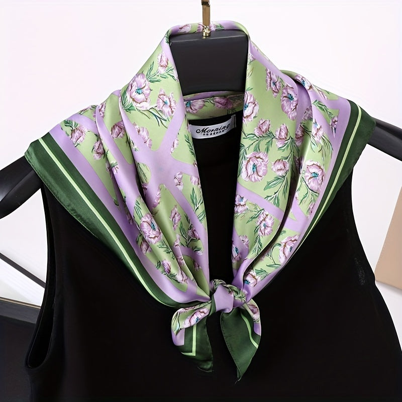 Houndstooth Print Satin Square Scarf Bandana Neckerchief Head Wrap