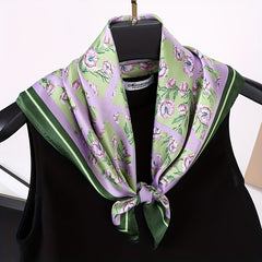 Houndstooth Print Satin Square Scarf Bandana Neckerchief Head Wrap