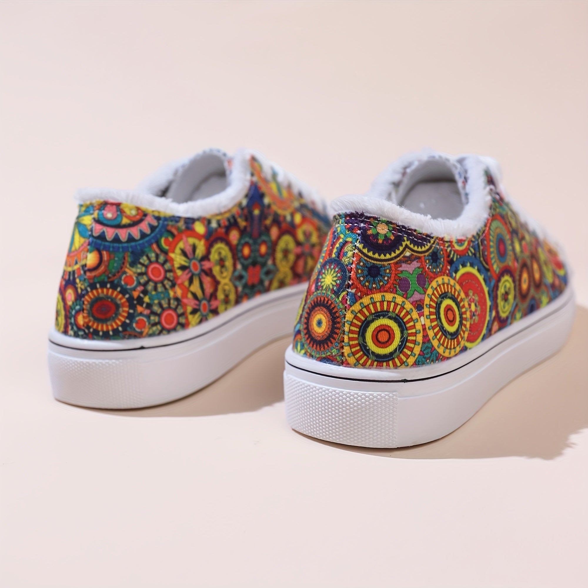 Women's Floral Print Lace Up Low Round Toe Lightweight Shoes