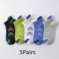 5 Pairs Kids Summer Breathable Mesh Sports Cotton Socks