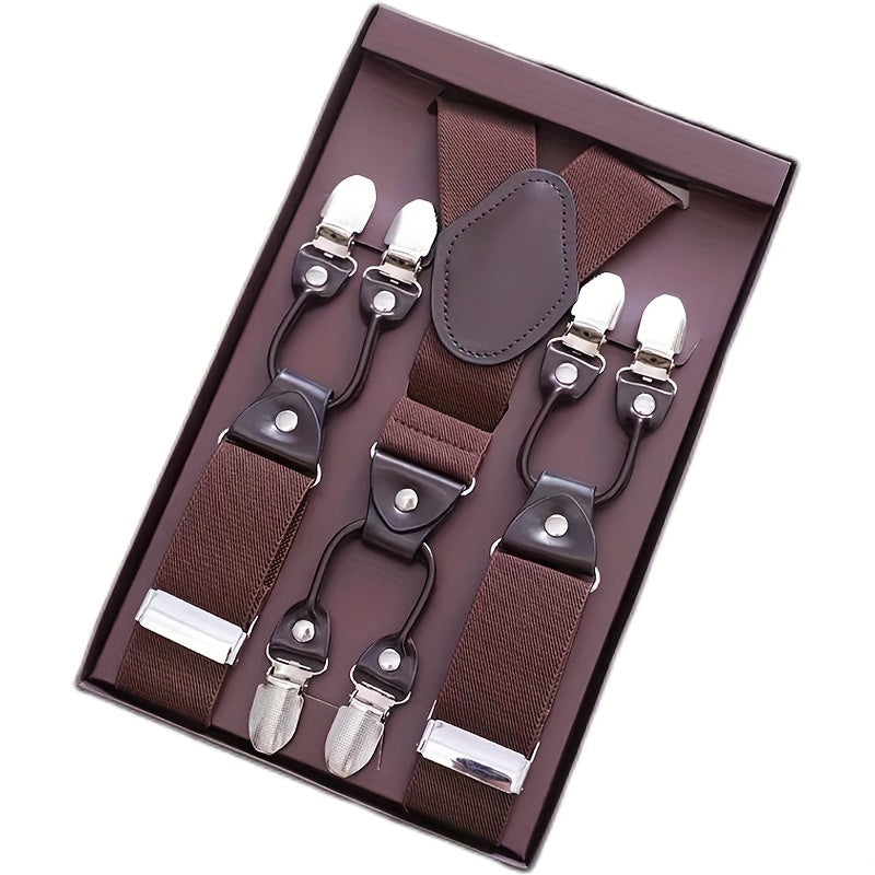 Men's Elastic Adjustable Y Back Clip on Suspenders
