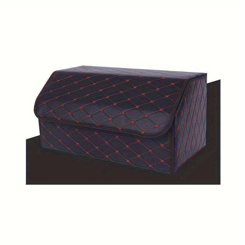 1pc Car Trunk Storage Box PU Leather Organizer Dustproof Lid Supplies