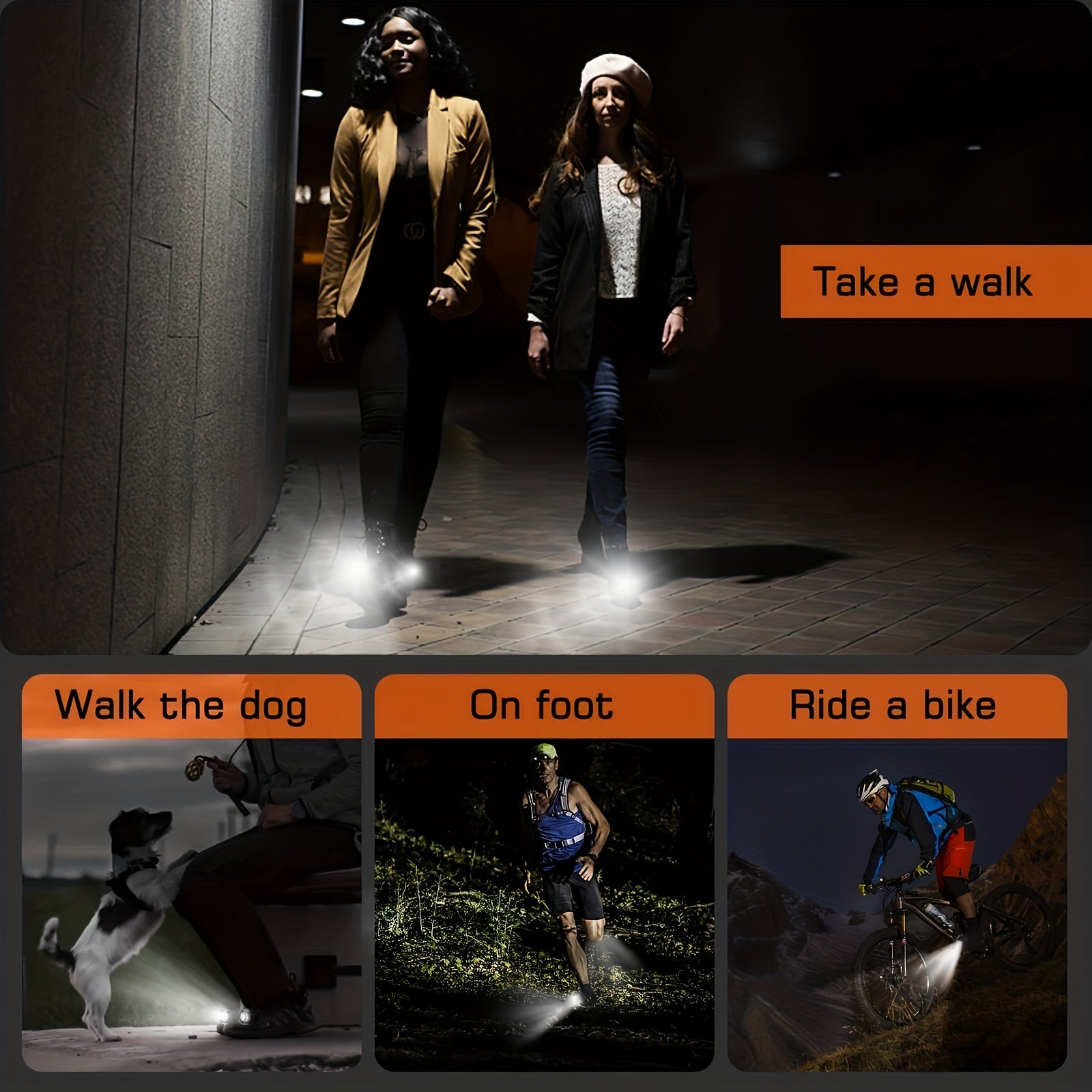 2pcs Shoe Lights for Night Walking Camping Hiking