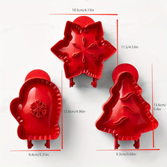 3PCS Hand Pie Molds Snowflake Mitt & Christmas Tree Shapes Baking Kit