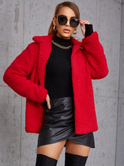 Solid Fleece Coat Casual Winter Warm Outerwear Women's Clothing