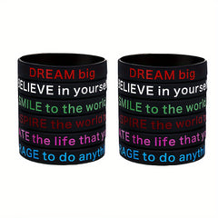 12 Pcs Inspirational Slogan Silicone Bracelet Set 20 32x1 22 Cm