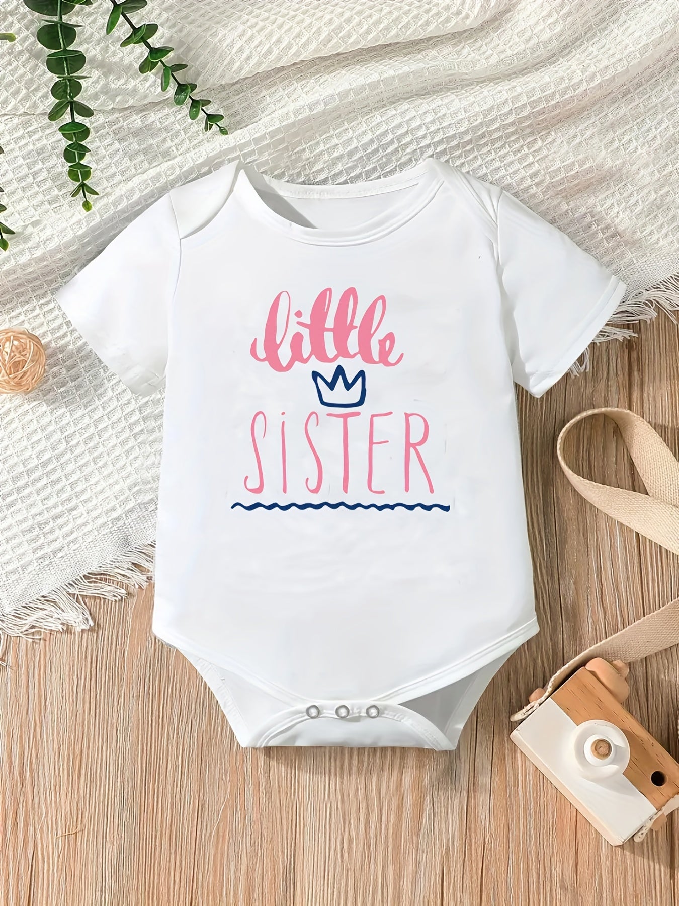 Baby Girls Little Sister Short Sleeve Onesie for Summer