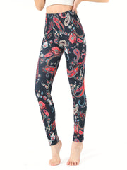 Paisley Print Yoga Tight Pants Stretchy Fitness Leggings