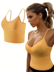 Solid Cami Sports Tank Top Yoga Workout Top Women's Activewear