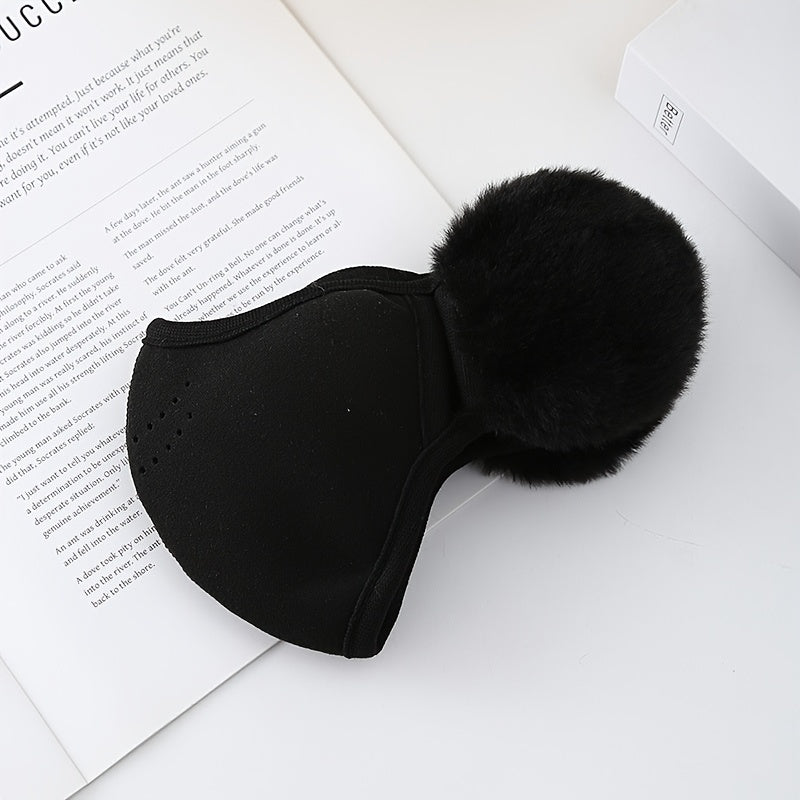 Winter Cycling Face Mask Unisex 3D Ear Protection Cover Knit Polyester