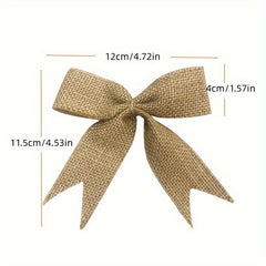 3PCS Burlap Christmas Bow Wedding Home Decor Supplies