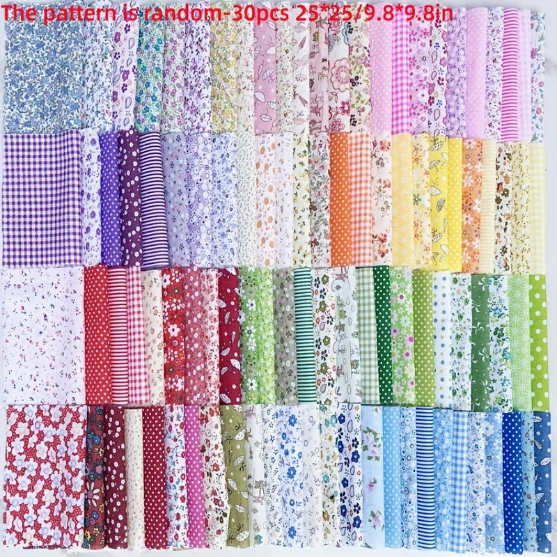 30 Cotton Fabric Bundles Patchwork Fabrics DIY Sewing Quilting 25x25cm Pack