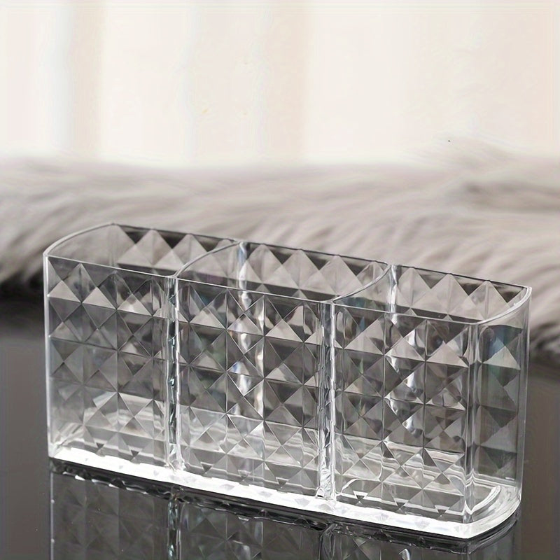 2pcs Transparent Makeup Storage Box 3-grid Multifunctional