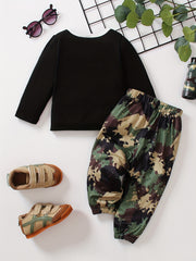 Toddler Boys Camo Pullover Top Pants Set