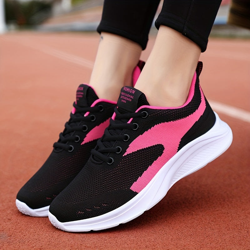 Women's Mesh Sneakers Letter Patched Lace Up Running Shoes